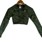 Gymshark Green Adapt Camo Seamless Cropped Long Sleeve Top Women's Size S Photo 0