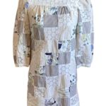 THREAD SOCIAL White Blue Patchwork Striped Floral Seersucker Eyelet Cotton Dress Size 6 Photo 2