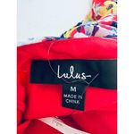 LULUS Radiant Floral Flower Chiffon Ruffles Maxi Dress Ruby Red Size Medium NEW Photo 7