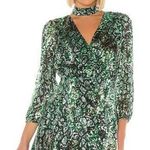 Alice + Olivia Rita Green Black Snake Print V-Neck Long Sleeve Mini Dress Sz 10 Photo 0