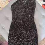 Windsor  Dress Mini Black Sequin One-Shoulder Photo 0