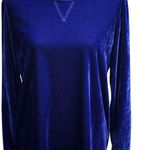 Comfort Corner‎ Velvet Top Long Sleeve Crew Neck Pullover Royal Blue Size M Size M Photo 0