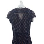 MSK Dress Size 4 Polka Dot Navy Pink Faux Wrap Ruffle Midi Short Sleeve Blue Photo 4