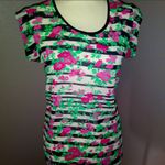 Charming Charlie  floral striped short sleeve blouse Photo 1