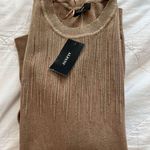 Alfani NWT:  tan crew neck sweater with gold drip Photo 6