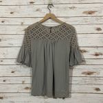 Ella Moss  Ruffle Sleeve Lace Top - Gray - XS Photo 8