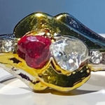 Gold and Silver Tone Hidden Message 2 Stone Ring Size 6 Photo 0