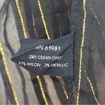 Vintage Scarf Black Sheer Stripes Gold Thread Women Elegant Dressy Retro Nylon Photo 4