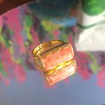 Handcrafted 18kt 925 vermeil strawberry quartz ring 8.5 Gold Photo 1