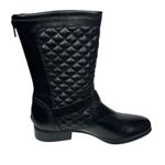 Chico's Boots Womens 10M Black Leather Quilted Mid Calf Zip Buckle Moto Photo 4