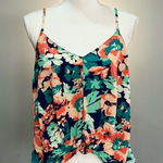 Lush Clothing Navy Lush Floral Knotted Front Tank Size L EUC Photo 0