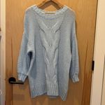 Aerie  Sweater Oversized Cable Knit Baby Blue Size Small Photo 2