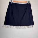 House of Harlow Black Mini Skirt Faux Pearl Beads Women’s 4 Fringe Stretch Photo 5