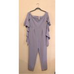 ASOS Bardot Lilac Lavender Off Shoulder Jumpsuit Ruffle Detail Sleeves 6 Photo 7