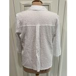 Habitat ‎ Women's White Textured Button Up Blouse Stretchy Boho Lagenlook Photo 3