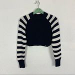 Topshop Navy White Striped Cropped Sweater Chunky Knit Crewneck US 4 UK 8 Trendy Photo 6