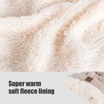 Womens Winter Beanie Hat, Warm Fleece Lined Knitted Soft Ski Cuff Cap with Pom Pom(Beige) Photo 5