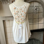 Millau white tank top with peach embroidered flowers on the back size medium NWT Photo 6