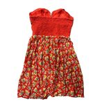 Xhilaration  XS‎ Orange Multicolored Floral Mini Dress Strapless Zip Top Cotton Photo 4