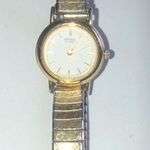 Seiko Vintage Gold Tone Stretchy Speidel Band Retro Wristwatch Watch NEW BATTERY Photo 6