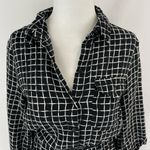 Topshop Grid Print Roll Tab Sleeve Mini Shirt Dress Black White Size 2 Photo 4