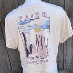 Woman’s (juniors) Love Peace & Lazy Days FAITH Crop Top Sz L Spiritual Wear Purple Size L Photo 3