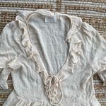 Auguste  the Label Cream Swiss Dot Ruffle Mini Dress Tie Front US 4 Boho Photo 5