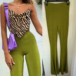 Princess Polly  green Wide Leg High Rise Boogie Pants Size 6 Photo 0