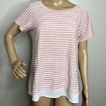Rose + Olive Pink Striped Short Sleeve Tee Photo 0
