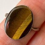 Vintage tigers eye sterling silver oval ring Brown Photo 0