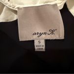 Aryn K  100% Silk Contrast Black, Navy & Cream 3/4‎ Sleeve V Neck Top Sz S Photo 4