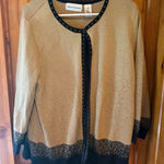 Alfred Dunner  Cardigan WomensLarge Gold Black Metallic Sparkle Knit Button Front Photo 0