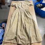 J.Crew Cream Tan Short Sleeve cotton Front Button Wrap Midi Dress Size 0 NEW Photo 5