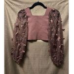 Free People  Flutter By Crop Butterfly Crop Top Size Small Brown Photo 2