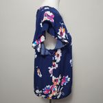 St. Tropez  Blue Floral Tiered Flutter Sleeve Blouse Size Large Photo 3
