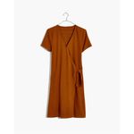 Madewell Texture & Thread Short Sleeve Side-Tie Mini Dress in Burnt Orange Photo 3