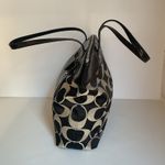 Coach Tote Bag Signature Black Khaki with Patent Leather Trim Purse Photo 4