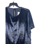 Lane Bryant  24 Metallic Shimmer Top Short Sleeve Navy Blue Dressy Party NWT Photo 2