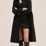 MNG Women's Black Button Down Collared Long Sleeve Long Coat Jacket Size S Photo 1