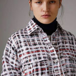 Burberry 109% silk blouse scribble check print sz 2 Photo 0