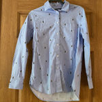 Lands End Women’s Oxford Shirt Bee Pattern Blue XS Photo 0