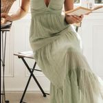 Ethereal TOPERTH MID GREEN  SHEER HALTER TIE MAXI DRESS Photo 3