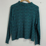 Studio Works Womans Pullover Long Sleeve Aqua Black Turtle Neck Crop Top XL Photo 0