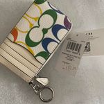 Coach Rainbow Signature Card Case ID Wallet Keychain Bag Charm Photo 5