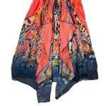 One World Vintage Sheer Midi Dress S Orange Blue Y2K Boho Fairy Hippie Grunge Babydoll Photo 2