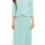 Alex Evenings New! Women's Glitter 2-Piece Set Dress & Jacket Size 14 Mint Green Photo 1