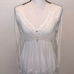 Avenue of the Stars beautiful beaded diamond sheer long sleeve blouse White Size L Photo 0