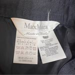Max Mara  pleat drape wool linen pencil skirt navy Sz 4 Photo 4