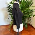 Free People  Black Ribbed Puff Shoulder Mock Neck Sweater - Size Small Photo 2