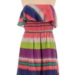 Shoshanna ANTHROPOLOGIE Silk  Serrapi Strapless Striped Ruffle Mini Dress Size 4 Photo 0
